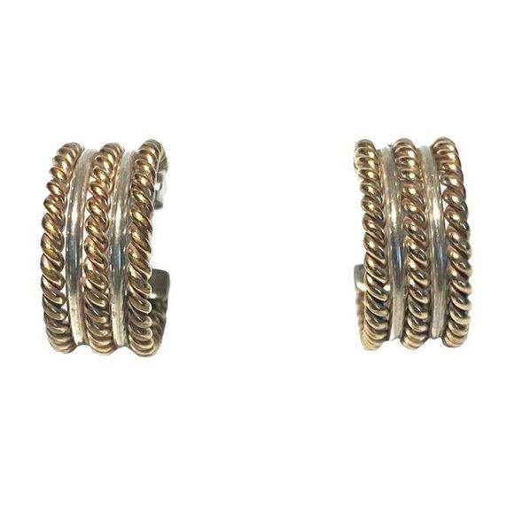 LQ# Vermeil Gold & 925 Silver Circle Stud Earrings - Picture 4 of 7